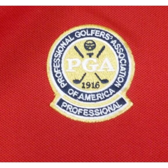 FootJoy Red PGA Professional Polo Shirt Short Sleeve 96% Polyester 4% Spandex Me - Picture 2 of 9